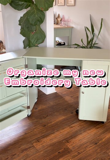 Compact Craft Table on Wheels for Embroidery Supplies
