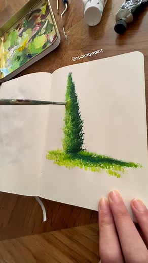 Painting a Topiary Tree with a Fan Brush - Acrylic Art Tutorial