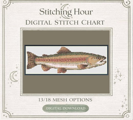 Realistic Trout Fish Needlepoint Digital Canvas Chart - Etsy