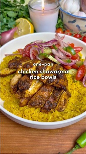 One-pan Chicken Shawarma Rice Bowls 🔥 (Full recipe is always pinned in the comments)