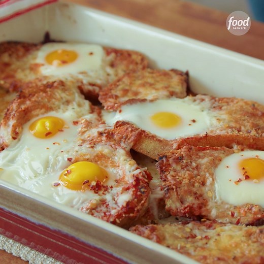 134K views · 555 reactions | Buttery garlic toast baked into a saucy tomato egg strata? That's a YES for us  Get the recipe for this Tomato-Baked Egg Strata: https://foodtv.com/2FQa8tK | Food Network | Facebook