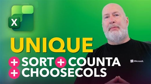 How to Combine: UNIQUE, CHOOSECOLS, COUNTA, SORT in Excel | Chris Menard