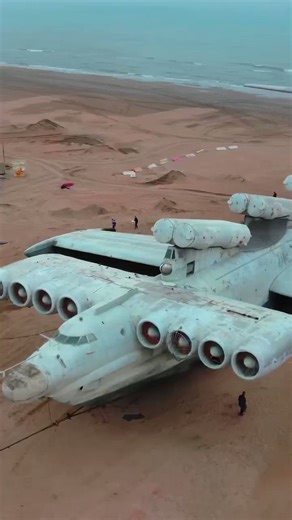 The Soviet Lun-class ekranoplan, a ground effect vehicle designed to destroy enemy ships by flying just meters above the water surface at speeds up to 500 km/h using enhanced lift from proximity to the sea.