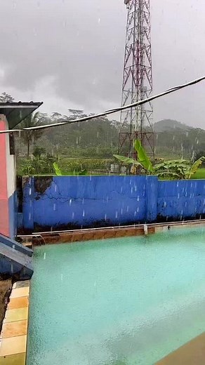 Scenic Pool Views on a Rainy Day