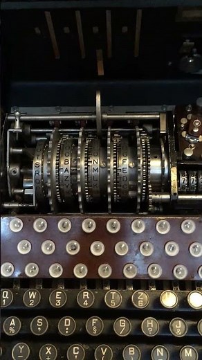 Interior of opened Enigma cipher machine G111 in operation