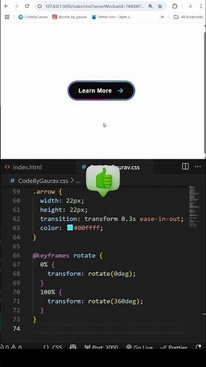 ✨ Stylish "Learn More" Button Effect | CSS Only #webdevelopment #coding #hovereffects #shorts