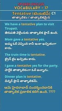 Tentative Meaning in English & Telugu | Daily Use Sentences | Spoken English for Beginners