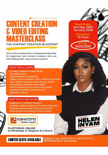 Masterclass on Content Creation and Video Editing