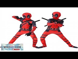Kids cosplay Costume Boys Superhero Deadpool mask suit Jumpsuit Bodysuit Halloween party Review