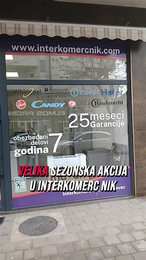 VELIKA SEZONSKA AKCIJA U INTERKOMERC NIK RADNJAMA Ove nedelje pripremili smo posebne pogodnosti za opremanje vašeg doma – odobravamo 20% POPUSTA na kompletnu belu tehniku iz naše ponude, uz gotovinsko plaćanje. Akcija važi samo do kraja ove nedelje, zato je sada pravi trenutak da izaberete kvalitet koji traje. U našoj ponudi vas čekaju veš mašine, frižideri, rerne, ploče, aspiratori, sudomašine, sušare – sve što je potrebno za savremeno i potpuno opremljen dom, na jednom mestu. Posetite nas u ra