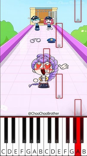 New Run Challenge : Cop or Prisoner ? - Rumi vs Mira (@ChooChooBrother) - Octave Piano Tutorial
