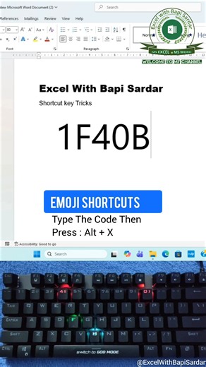 ✨ Emoji Shortcuts using Unicode in Microsoft Word! 🚀 #EmojiShortcuts #MSWordTips