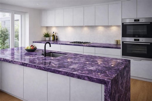 Luxury Amethyst Kitchen Countertop – Polished Crystal Stone Slab - Etsy