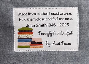 In Memory of Quilt Label, Personalized Quilt Label, Quilt Label, Custom Fabric Label, Personalized Label, Iron-on or Sew-on Label Fl2x3-06 - Etsy