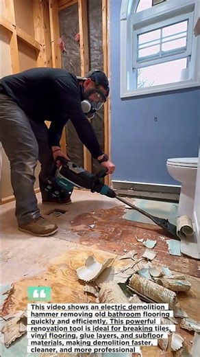 Electric Demolition Hammer Floor Removal | Fast Bathroom Renovation Tool