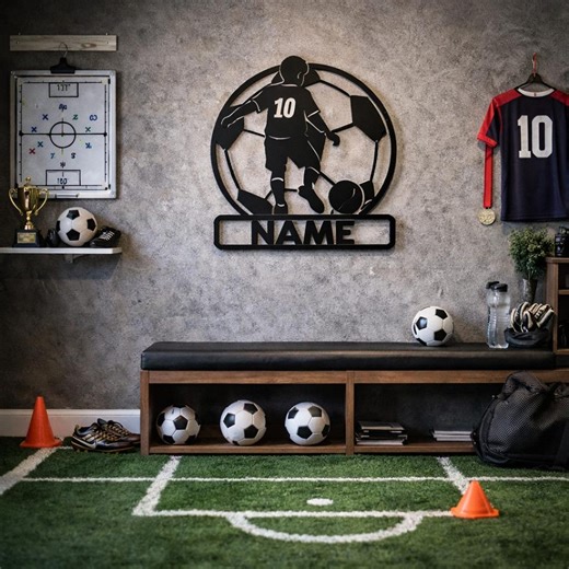 Personalized Soccer Player Metal Wall Art: Kids Bedroom Decor - Etsy