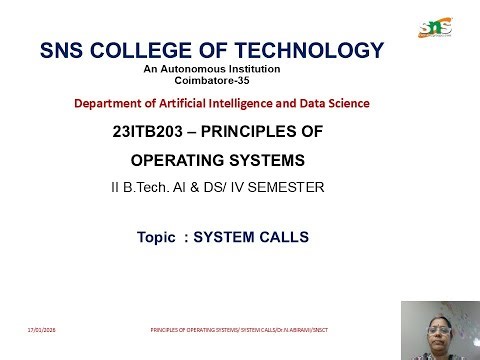 SYSTEM CALLS | PRINCIPLES OF OPERATING SYSTEM| SNS INSTITUTIONS
