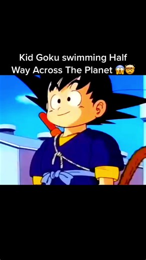 Kid Goku Swimming Half Way Across The Planet