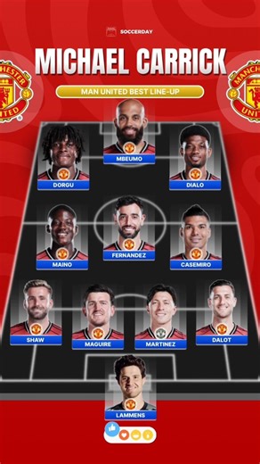 Michael Carrick Manchester United Best Line Up 2025/26 🔥