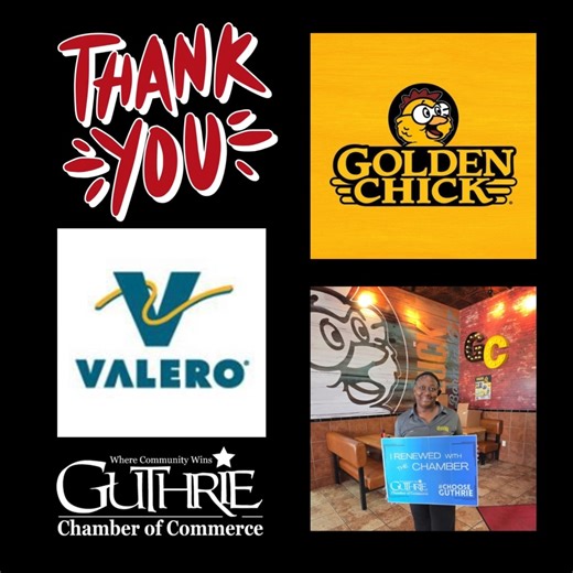 A Big Thank You to Golden Chick & Guthrie Travel Center! 🛣️🐔 We are excited to share our appreciation for the renewal of Golden Chick and Guthrie Travel Center, both conveniently located at 2621 E Highway 33! This dynamic location serves as a crucial hub for both our local community and travelers passing through Guthrie on I-35 (Exit 157), offering essential services, delicious food, and vital amenities for long-haul drivers and everyday commuters! Thank you, Golden Chick and Guthrie Travel Ce