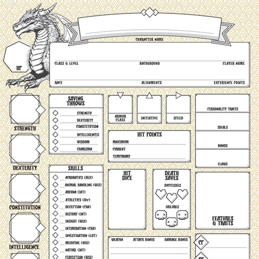 DnD 5e Character Sheet - Druckbares RPG PDF - Etsy.de