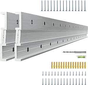 Heavy Mirror Mounting Hardware Z Clips 30 inch French Cleat Aluminum Alloy Mirror Hanger Picture Frame Hanging Kit Heavy Duty Z Brackets for Wall Mounting Max Load 200 Lbs, 2 Pairs