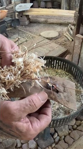 WOW! EVER SEE AN EXPLODING EMBER FROM A BOW DRILL? #shorts #automobile #campping #bushcraftcamping
