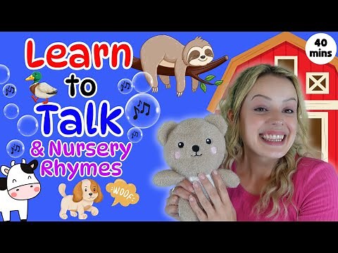 Learn To Talk First Words, Gestures, Animals & Nursery Rhymes - Toddler Learning Video - Miss Katie