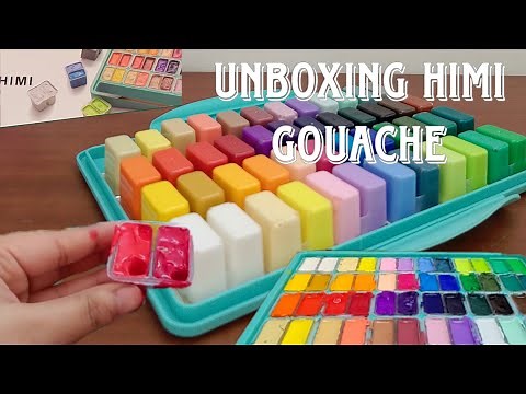 Unboxing HIMI gouache paint set 🎨🌈 // twin cup jelly gouache //ASMR unboxing