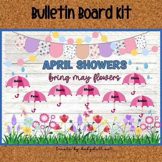 April Showers Spring Bulletin Board & Door Decor Kit