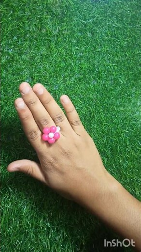diy pink flower ring #shorts #craft #art #subscribe #artandcraft #subscribe #diy #beads #jewellery
