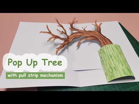 Pop Up Art/Illustration - how to make a pop up tree with pull strip mechanism