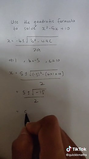 Solving Quadratic Formula Example 3: Understanding Imaginary Roots