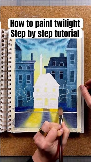 Sonnenaufgang in Aquarell ✨ #paintingtutorial #aquarell #paintingprocess #satisfyingvideo #diyideas