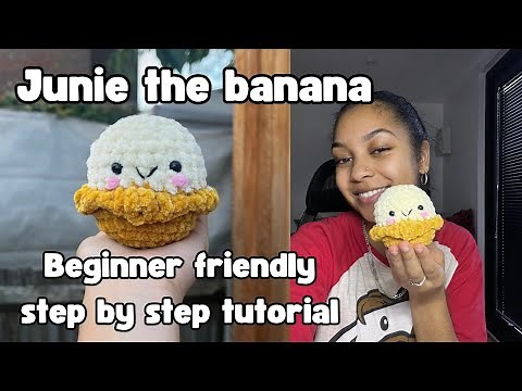 Easy crochet Banana Tutorial🍌 - NO SEW FREE beginner amigurumi pattern
