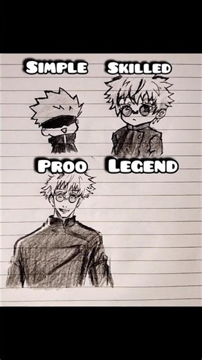 LEGENDARY Gojo Drawing | Simple Sketch to PRO Masterpiece in 30sec #jujutsukaisen #shorts