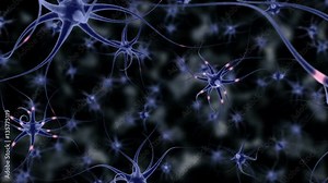 Neuron Cells, with sending informations, simulation (3d rendering)