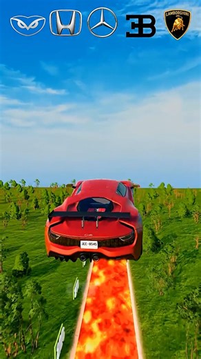 Famous Cars Jump Over a Long Lava Pit! 🌋😱 | BeamNG Drive