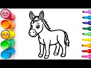 Drawing and Coloring an Adorable Donkey | Easy Step by Step Drawing Tutorial