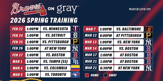 Atlanta Braves, Gray Media announce 15 Spring training games for free