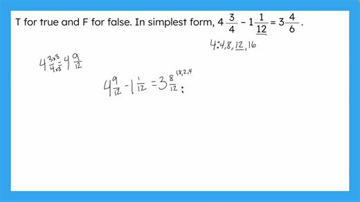 Adding and Subtracting Mixed Numbers Help Video 2