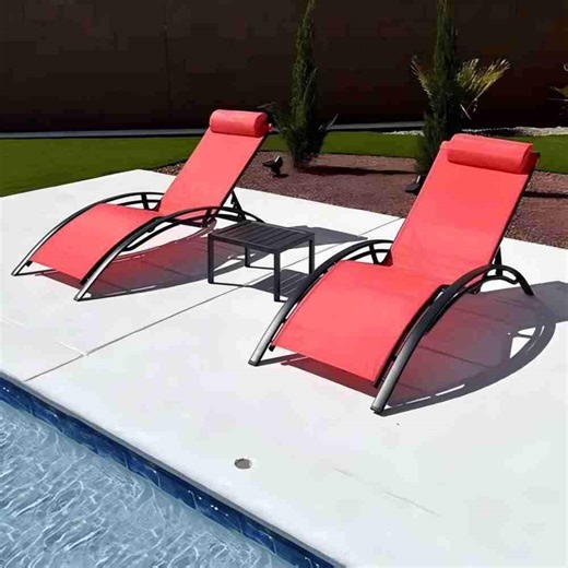 Check The Home Depot's Q&A Before Buying: PURPLE LEAF Patio Chaise Lounge Set Outdoor Beach Pool Sunbathing Lawn Lounger Recliner Chair Side Table Included