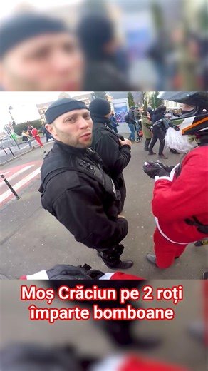 Moș Crăciun pe 2 roți împarte bomboane