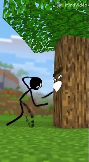 Stickman vs Tree in Minecraft #funnyvideo #stickman #minecraft AI VIDEO