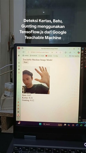 Deteksi Kertas, Batu, Gunting menggunakan TensoFlow.js dari Google Teachable Machine #shorts