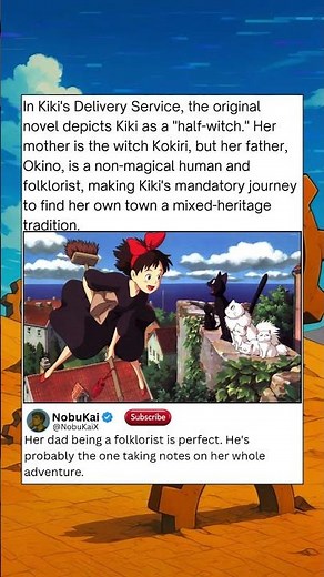 In Kiki's Delivery Service, the original novel depicts Kiki as a half witch Her mother is the witch