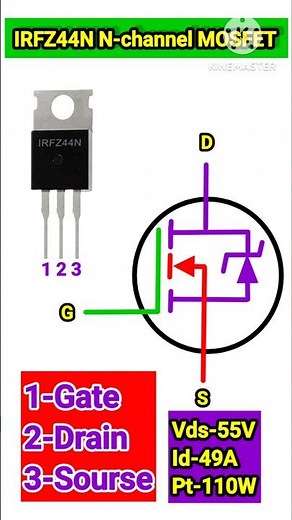 IRFZ44N N-Channle MOSFET Datasheet & Pinouts #electronic #basicelectronics #circuit