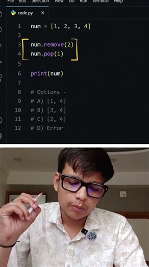 remove() vs pop(): Can You Predict the Output? 😳 #python #coding #shorts