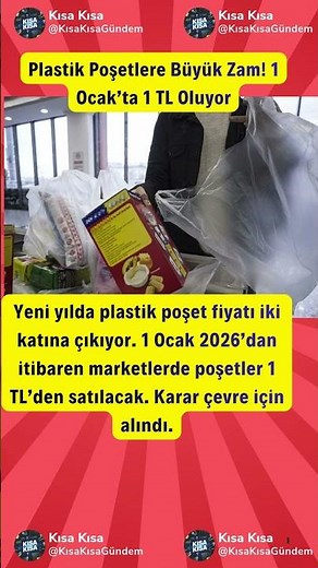 Plastik Poşetlere Büyük Zam! 1 Ocak’ta 1 TL Oluyor