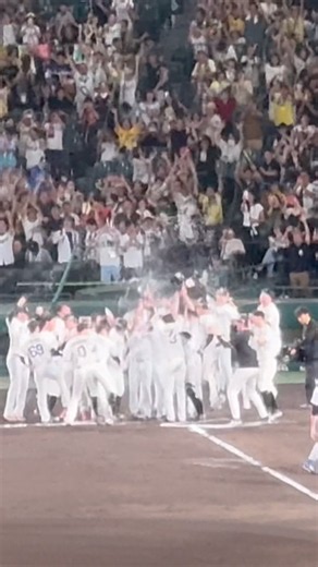 【歓喜のウォーターシャワー】大山悠輔17号サヨナラホームランホームイン はしゃぎ倒す阪神ナイン